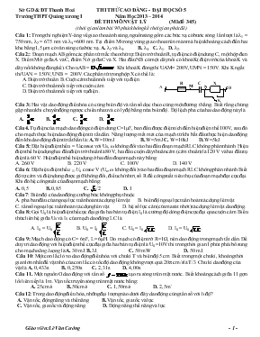 Thi thử cao đẳng - Đại học số 5 năm học 2013 2014 đề thi môn vật lý